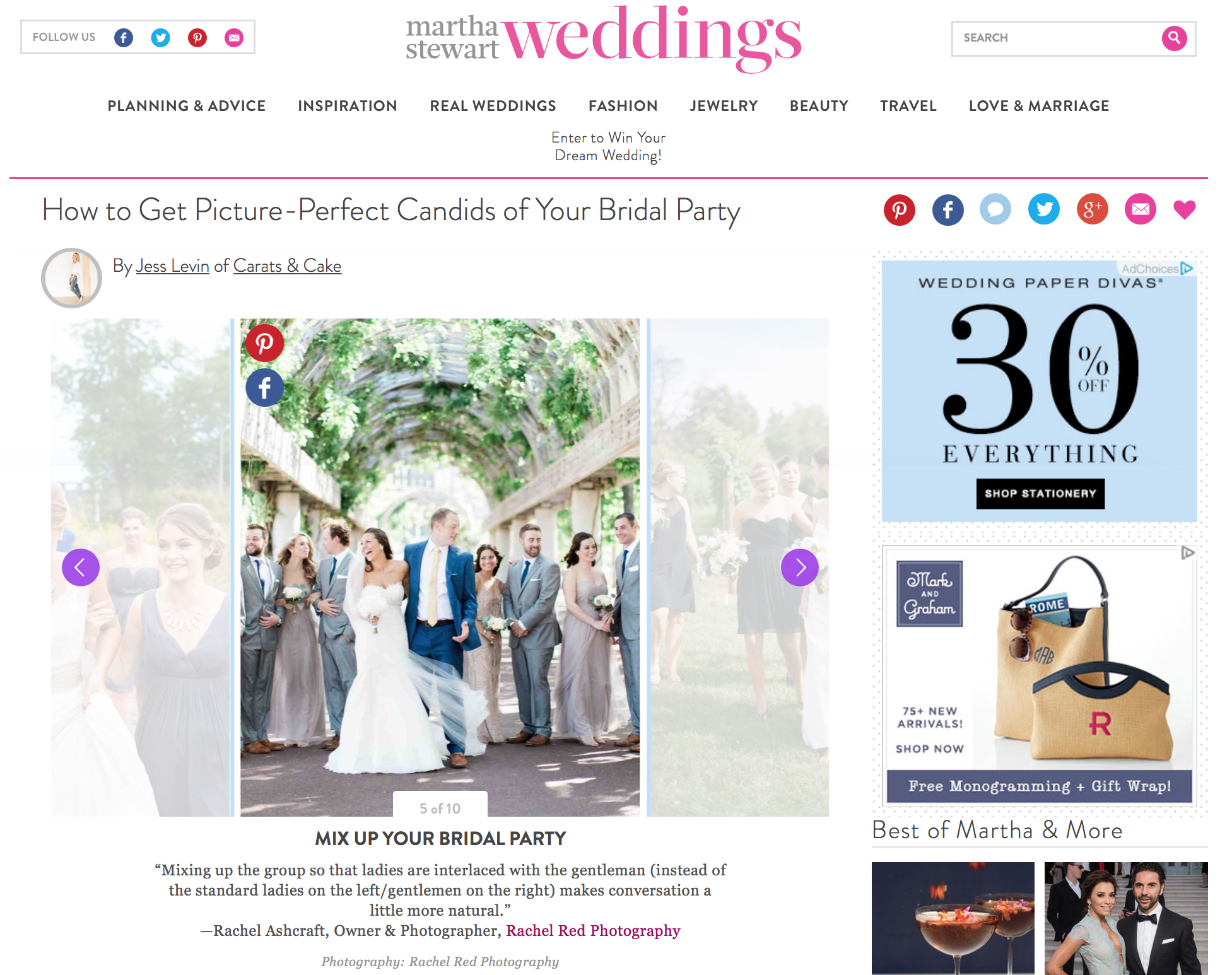 Rachel Red Photography Featured in Martha Stewart Weddings | Picture Perfect Candids